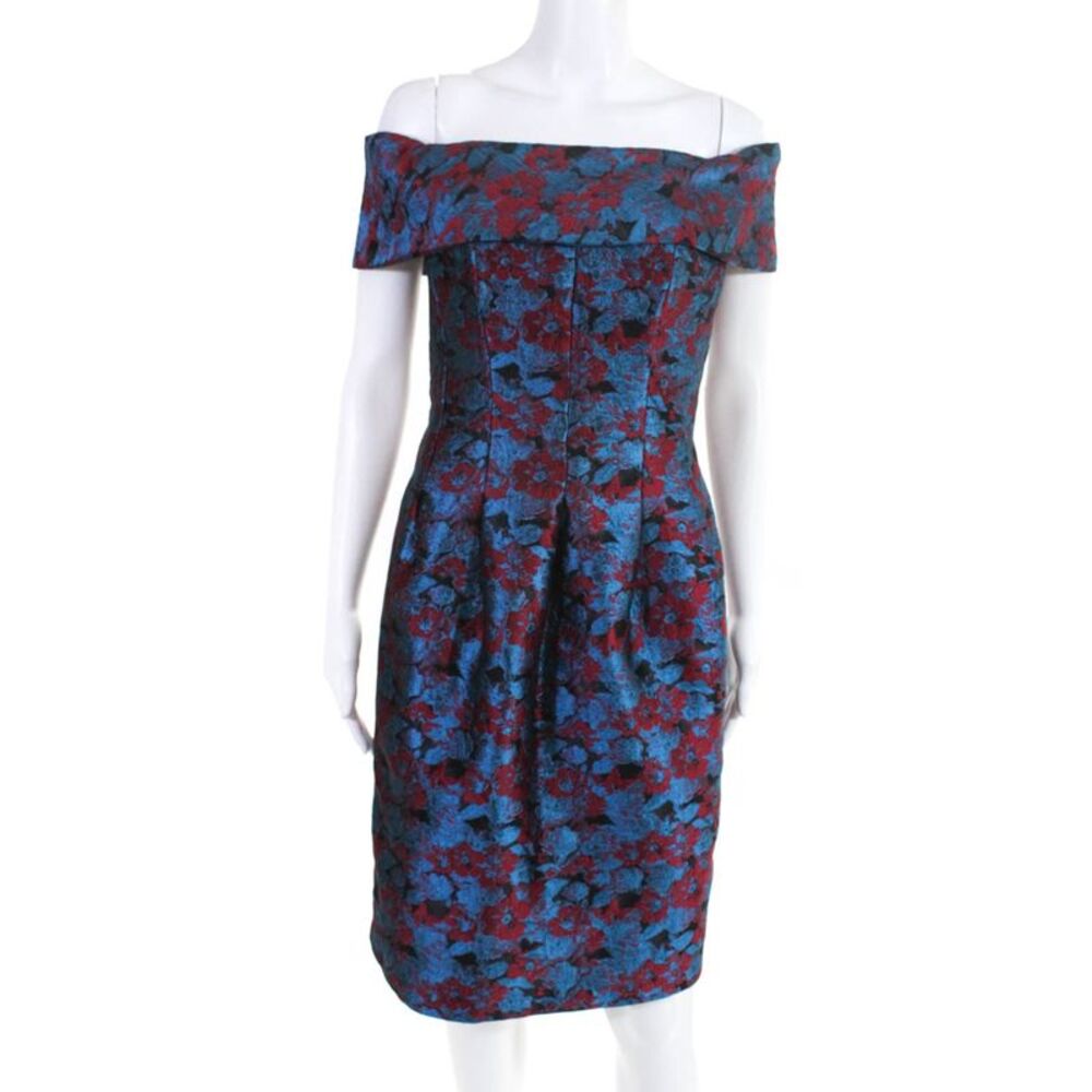 Slate & Willow Womens Strapless Blue Floral Jacquard Dress Size 4 10692937